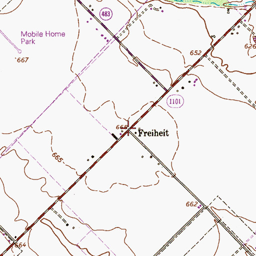Topographic Map of Freiheit, TX