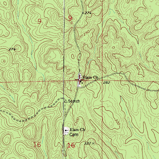 Topographic Map of Elam Church, AL
