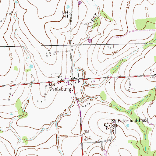 Topographic Map of Frelsburg, TX