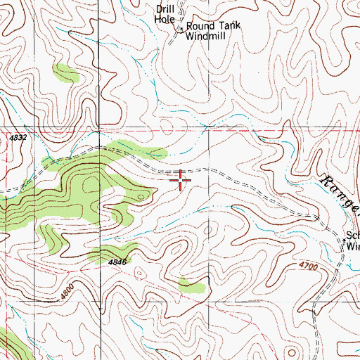 Topographic Map of Frenchman Hills, TX