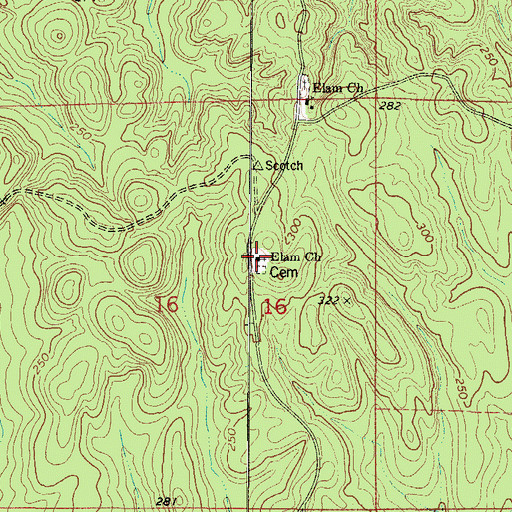 Topographic Map of Elam Methodist Church, AL