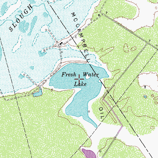 Topographic Map of Fresh Water Lake, TX