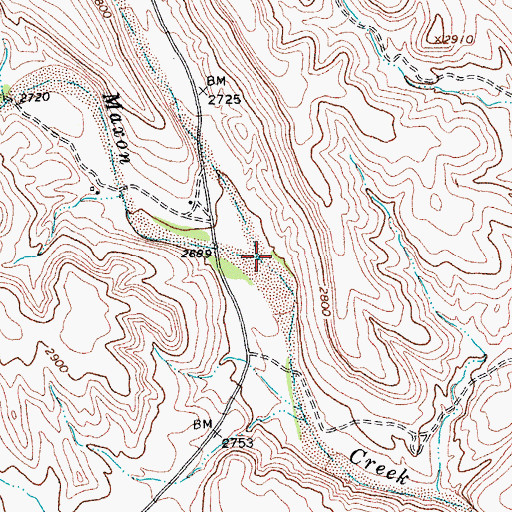 Topographic Map of Fresno Creek, TX