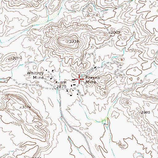 Topographic Map of Fresno Mine, TX
