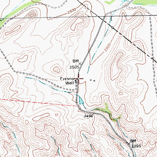 Topographic Map of Fresno Well, TX