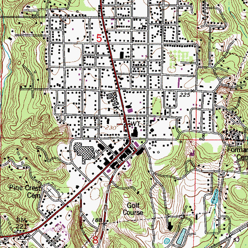 Topographic Map of First Baptist Church of Uriah, AL