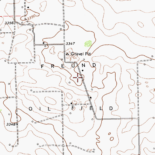 Topographic Map of Freund Oil Field, TX