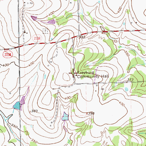 Topographic Map of Freyburg Community Hall, TX