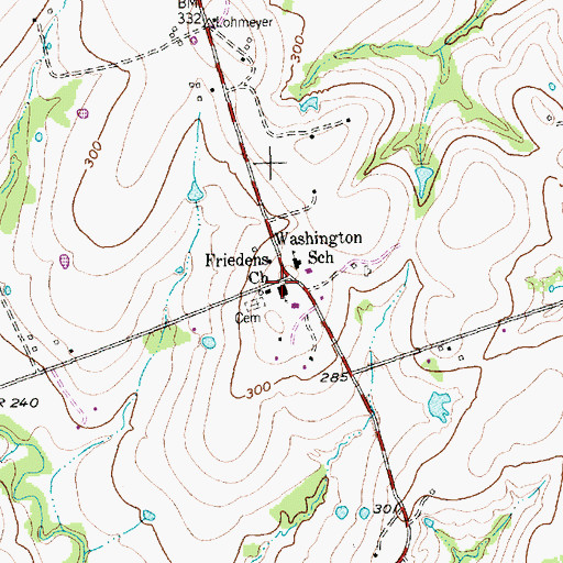 Topographic Map of Friedens Church, TX