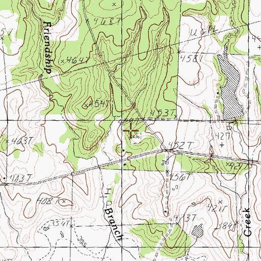 Topographic Map of Friendship Cemetery, TX