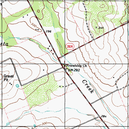 Topographic Map of Friendship Church, TX
