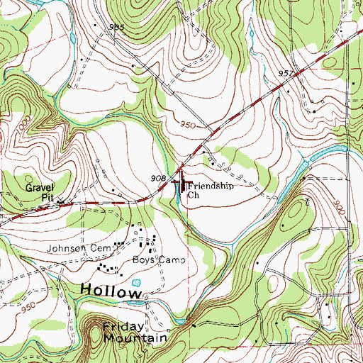 Topographic Map of Friendship Church, TX
