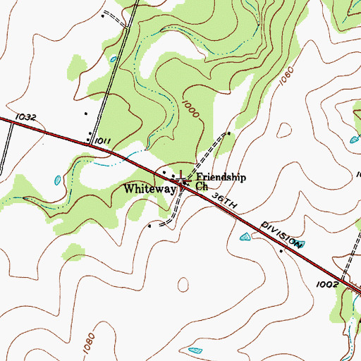 Topographic Map of Friendship Church, TX