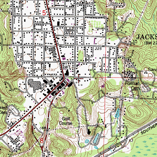 Topographic Map of First Presbyterian Church, AL
