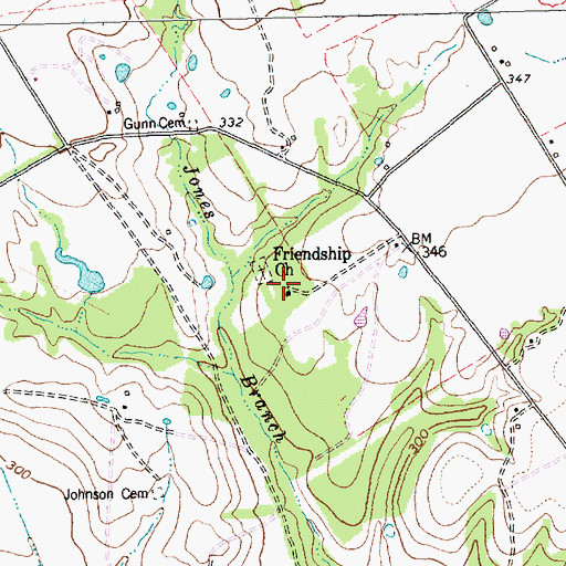 Topographic Map of Friendship Church, TX