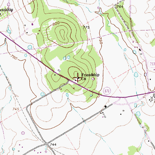 Topographic Map of Friendship Church, TX