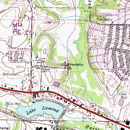 Topographic Map of Friendship Church, TX