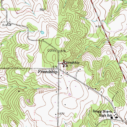 Topographic Map of Friendship Church, TX
