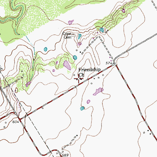 Topographic Map of Friendship Church, TX