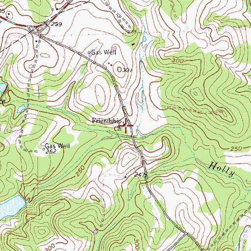 Topographic Map of Friendship Church, TX