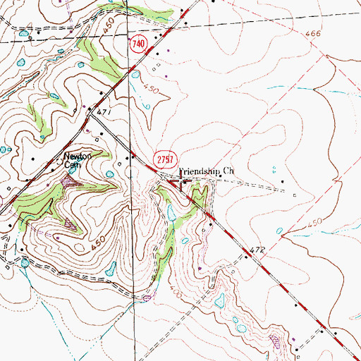 Topographic Map of Friendship Church, TX
