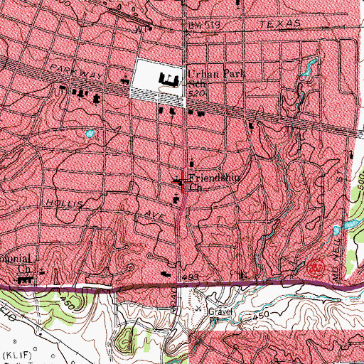 Topographic Map of Friendship Church, TX