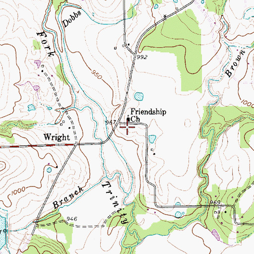 Topographic Map of Friendship Church, TX