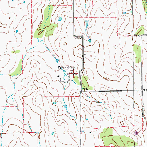 Topographic Map of Friendship Church, TX