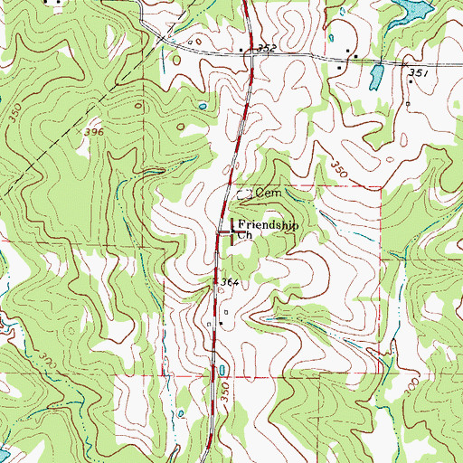 Topographic Map of Friendship Church, TX