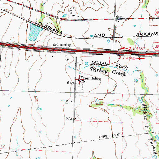 Topographic Map of Friendship Church, TX