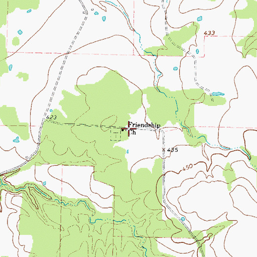 Topographic Map of Friendship Church, TX