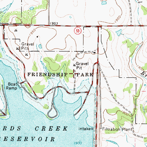 Topographic Map of Friendship Park, TX