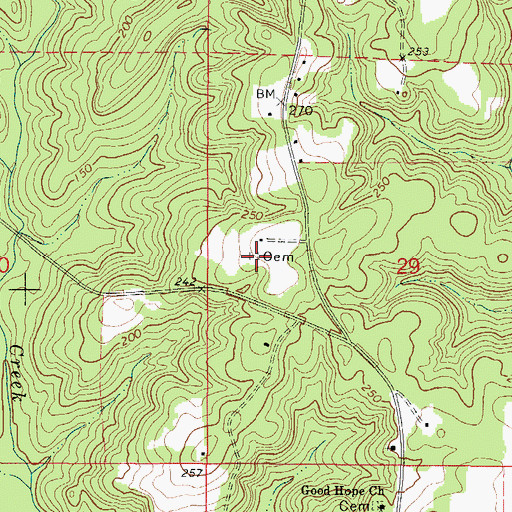 Topographic Map of Franks Cemetery, AL