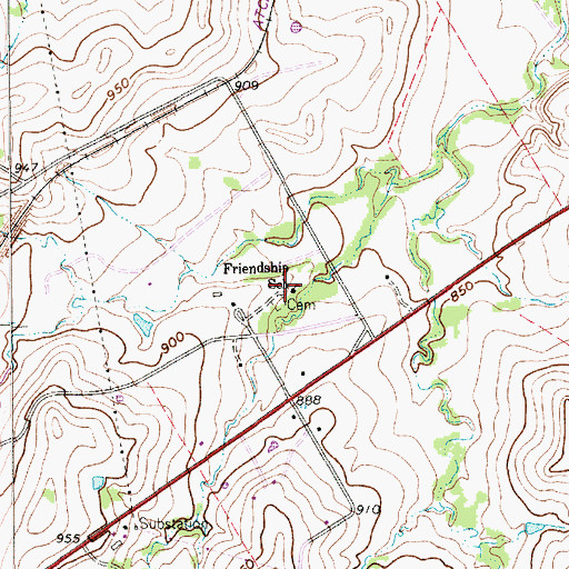 Topographic Map of Friendship School, TX