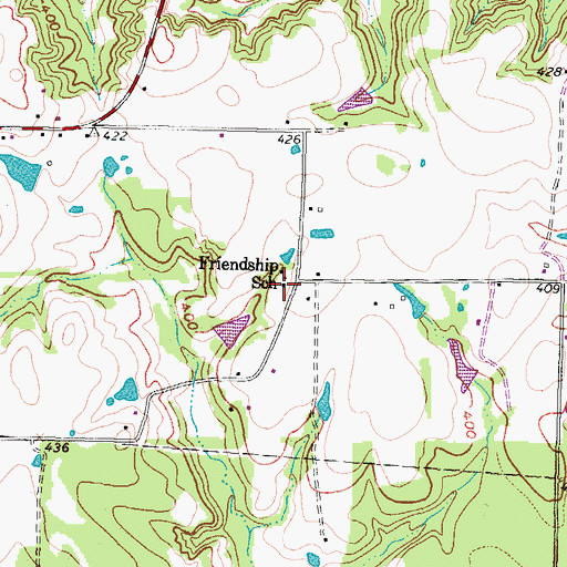 Topographic Map of Friendship School, TX