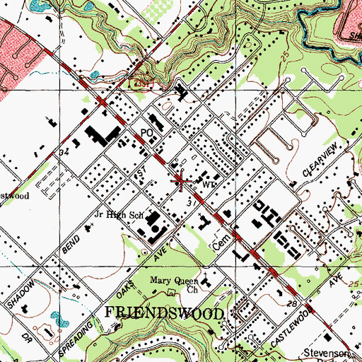 Topographic Map of Friendswood, TX