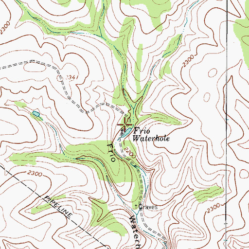 Topographic Map of Frio Waterhole, TX