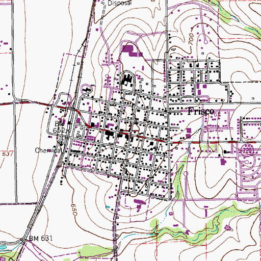 Topographic Map of Frisco, TX