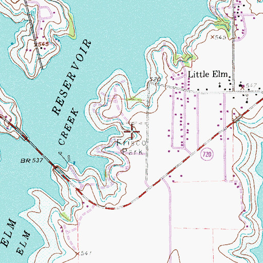 Topographic Map of Little Elm Park, TX