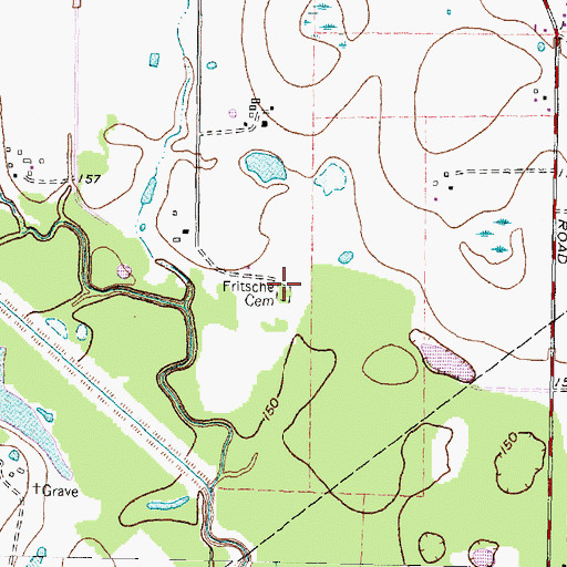 Topographic Map of Fritsche Cemetery, TX