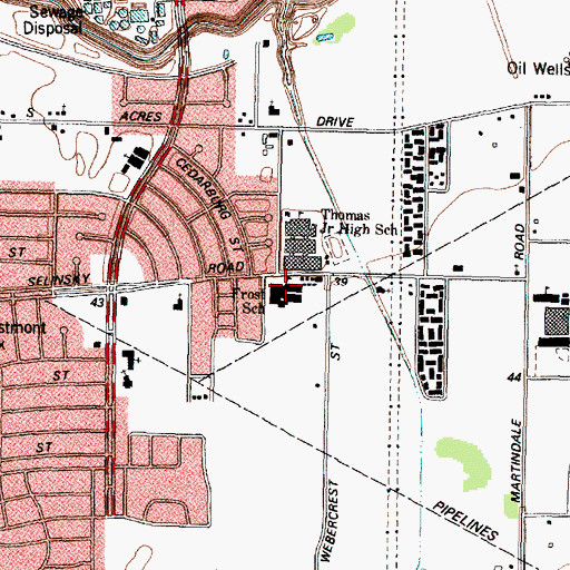 Topographic Map of Frost School, TX