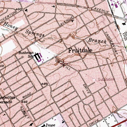 Topographic Map of Fruitdale, TX