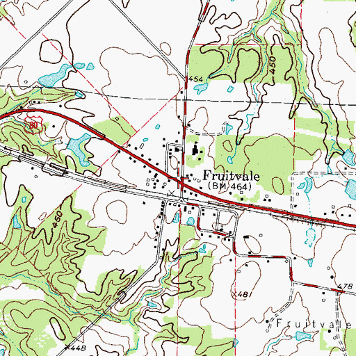 Topographic Map of Fruitvale, TX