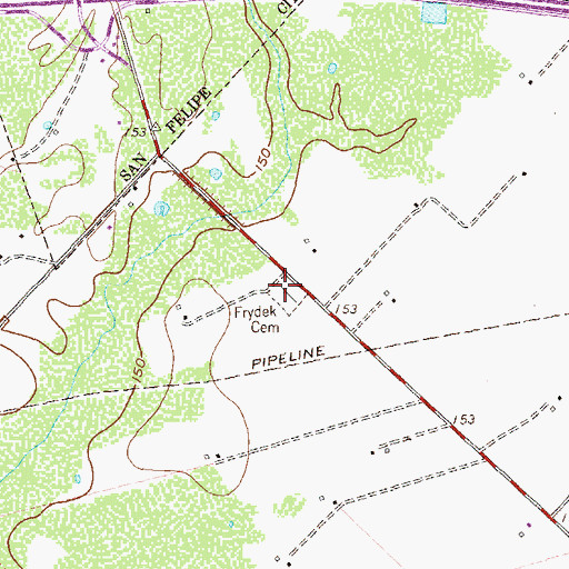 Topographic Map of Saint Mary's Catholic Cemetery, TX