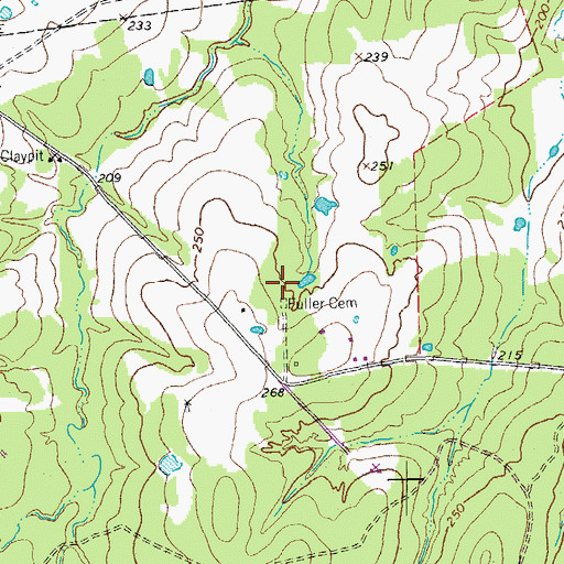 Topographic Map of Fuller Cemetery, TX