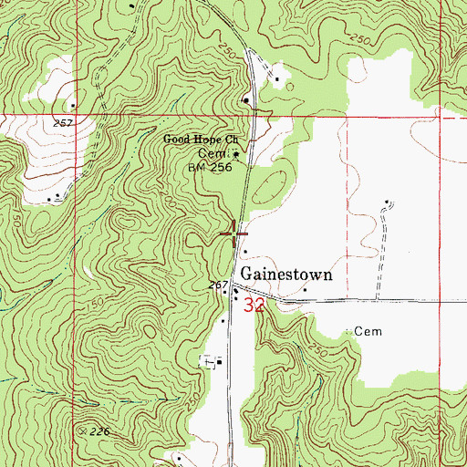 Topographic Map of Gainestown Public School (historical), AL
