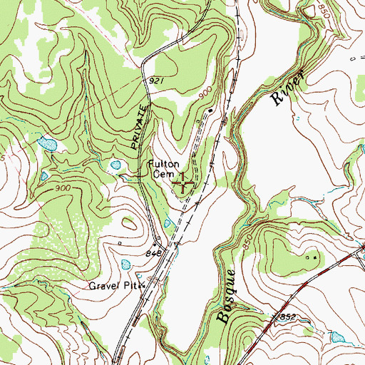 Topographic Map of Fulton Cemetery, TX