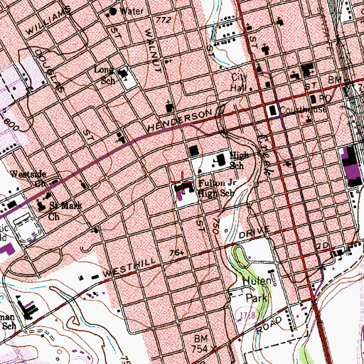 Topographic Map of Fulton Junior High School, TX