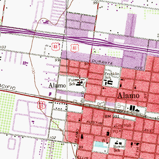 Topographic Map of Farias Elementary School, TX