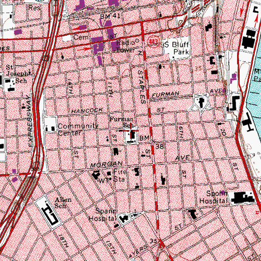 Topographic Map of Furman School, TX